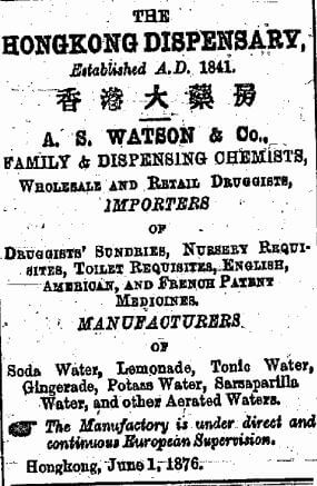 A S Watson Chemist Advert China Mail 1.8.1878
