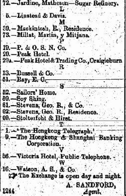 China & Japan Telephone Co Ltd List Of Subscribers C China Mail 4.10.1891