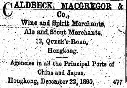 Caldbeck, MacGregor Wine Merchants China Mail 4.10.1891