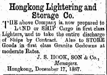 Hongkong Lightering And Storage Company Company China Mail 28.5.1868