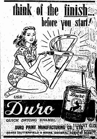 Duro Paint Manufacturing Co Ltd Manufacturer Advert 1953 HK Sunday Herald 29.10.1950