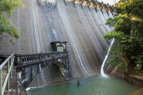 The Dam Wall And Bridge On The Upper Aberdeen Reservoir, Hong Kong Island.