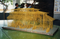 A model of bamboo scaffolding, made by trainees of the Construction Industry Training Authority. 1990s