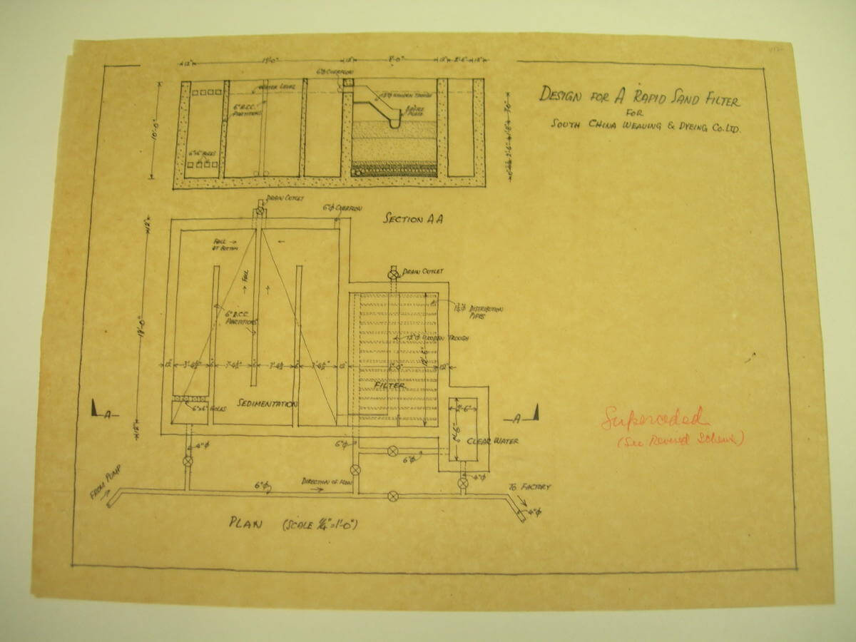 South China Weaving & Dyeing Ltd, design for rapid and filter, undated, Luke Him So Architectural Collection, HKU Library