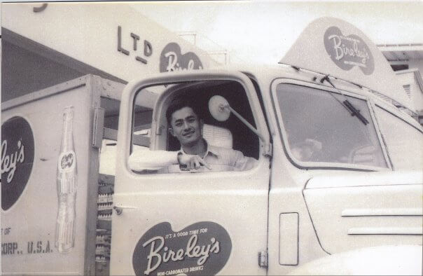 Bireley's bottling company , Shing Kong's father in a delvery truck, no date, no location