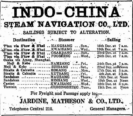 Indo China Steam Navigation Co Ltd Advert 12.12.1928