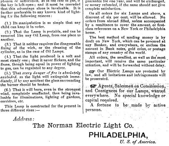 Norman Electric Light Company c HK Gov Gazette 9.1.1886