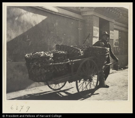 Charcoal Seller With Cart Loaded With Baskets Of Charcoal Courtesy Hedda Morrison Historical Photogrpahs Of China