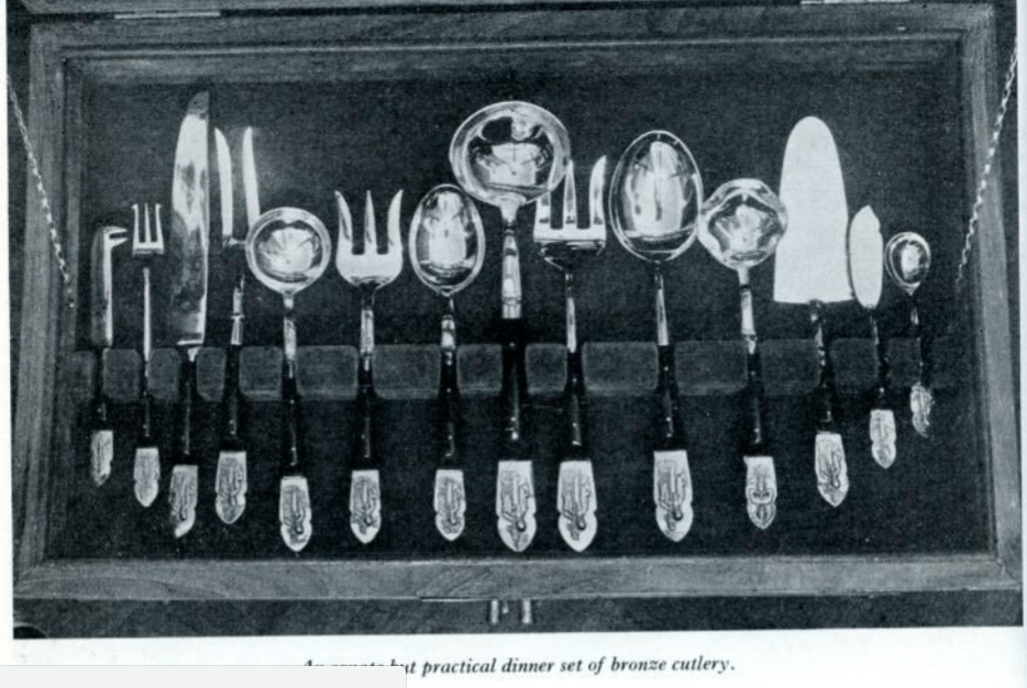The manufacturing of bronze cutlery in Hong Kong 1960 article The