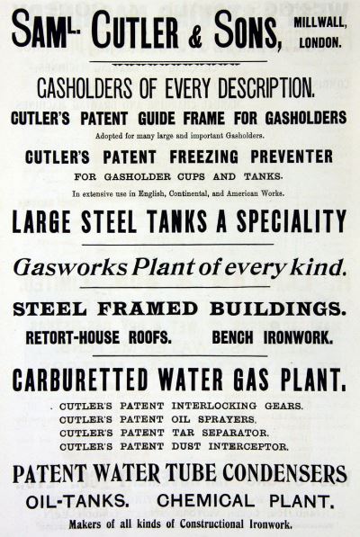 Samuel Cutler & Sons, Millwall, London, Advert March 1903