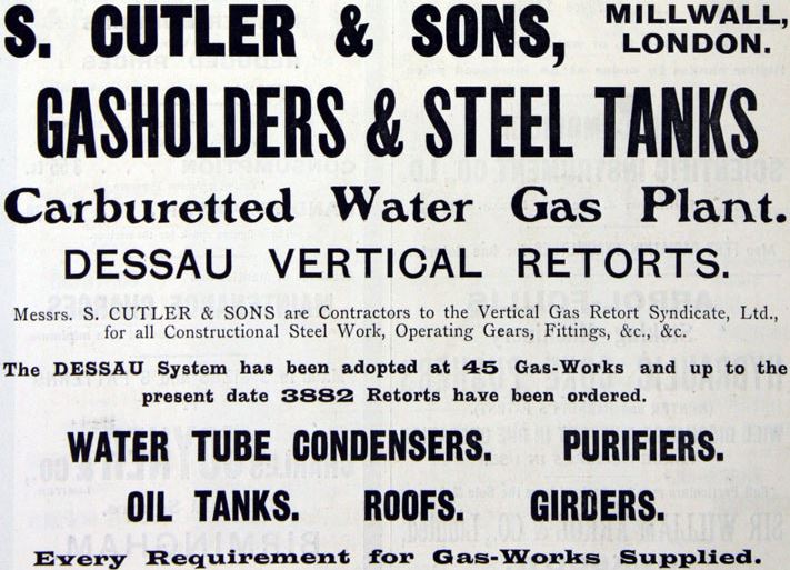 Samuel Cutler & Sons, Millwall, London, Advert Sept 1909, Grace's Guide
