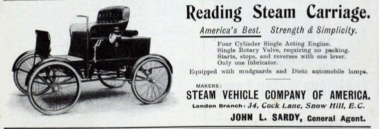 Steam Vehicle Company Of America Advert John L Sardy 1901
