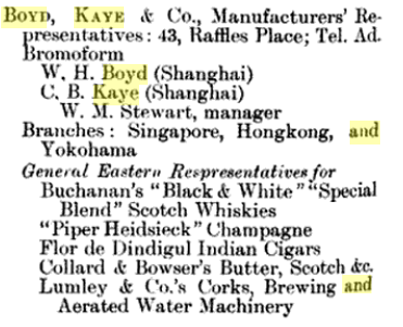 Boyd, Kaye & Company In The Directory & Chronicle For China, Japan, Indo China, Straits... 1904