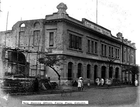 East Indian Railway New Booking Offices, Fairlie Place, Calcutta C1925 Courtesy Puronokolkata