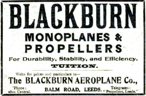 Blackburn Aircraft Ltd Advert 1911 Grace's Guides
