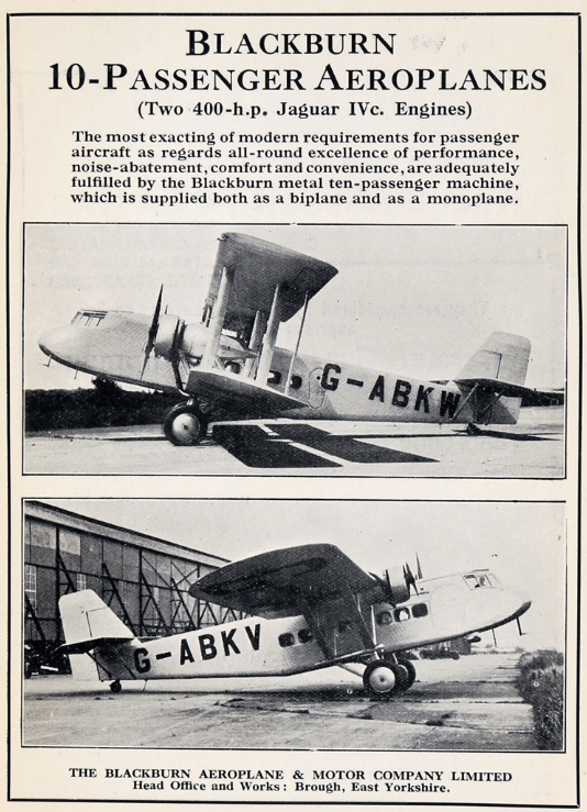 Blackburn Aircraft Ltd Advert 1933 Grace's Guides
