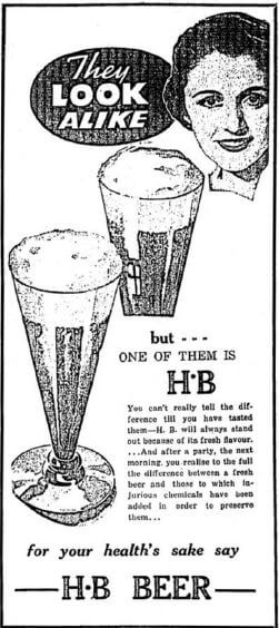 H B Beer advert from Beer in Hong Kong Martyn Cornell
